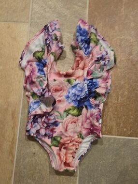Posh Peanut Pink Floral Ruffle One-Piece